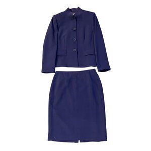 Tahari Skirt Suit Womens 12 Blue Lined Formal Office Wear Business Attire Used